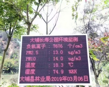 梅州大埔縣大埔長壽公園負氧離子監(jiān)測系統(tǒng)設(shè)備
